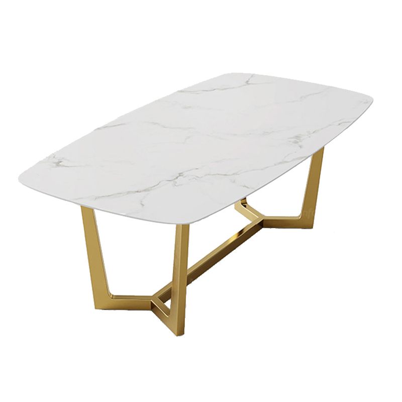 Glam Rectangle Table Sintered Stone Table with Metal Legs for Kitchen Clearhalo 'Dining Tables & Seating' 'Dining Tables' 'dining_table' 'furn' 'furn_dining_table' 'Furniture' 'Kitchen & Dining Furniture' 1200x1200_9dbc9b2a-bfa7-4569-8abc-3c57aad4ac9c