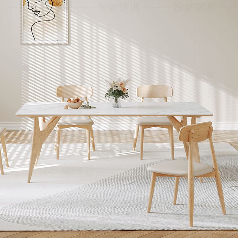 モダンなダイニングテーブルセットウッドベースのキッチン家具セット付き1/4/7ピース