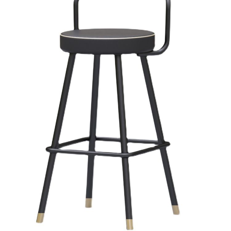 Contemporary Metal Leather Bar Stools Indoor Barstool with Iron Legs and Low Back,1 Piece Clearhalo 'Bar Furniture' 'Bar Stools' 'bar_stools' 'furn' 'furn_bar_stools' 'furniture_bar_stools' 'Kitchen & Dining Furniture' 'kitchen&dining_furn' 'kitchen' 'kitchen_furn' Furniture' 1200x1200_9dbe63ca-28d5-4ad6-9cc6-7a4463bfa50c