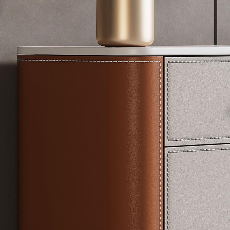 Commode contemporaine en pierre de 15,6 pouces de largeur avec 6 tiroirs