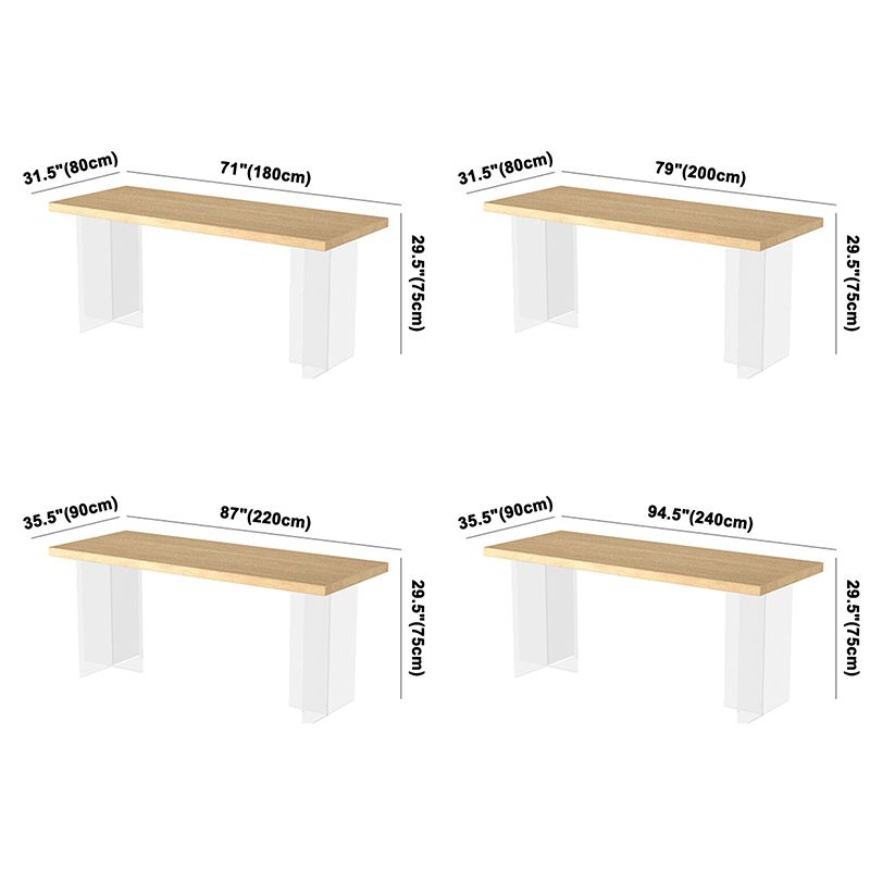 Modern Style Solid Wood Dining Table Brown Rectangle Table with Acrylic Base Clearhalo ' dining_table' 'Dining Tables & Seating' 'Dining Tables' 'furn' 'furn_dining_table' 'Furniture' 'furniture_dining_table' 'Kitchen & Dining Furniture' 'kitchen&dining_furn' 'kitchen' 'kitchen_dining_table' 1200x1200_9dbfe0f4-cc29-402b-82a0-a4b187d2b58f