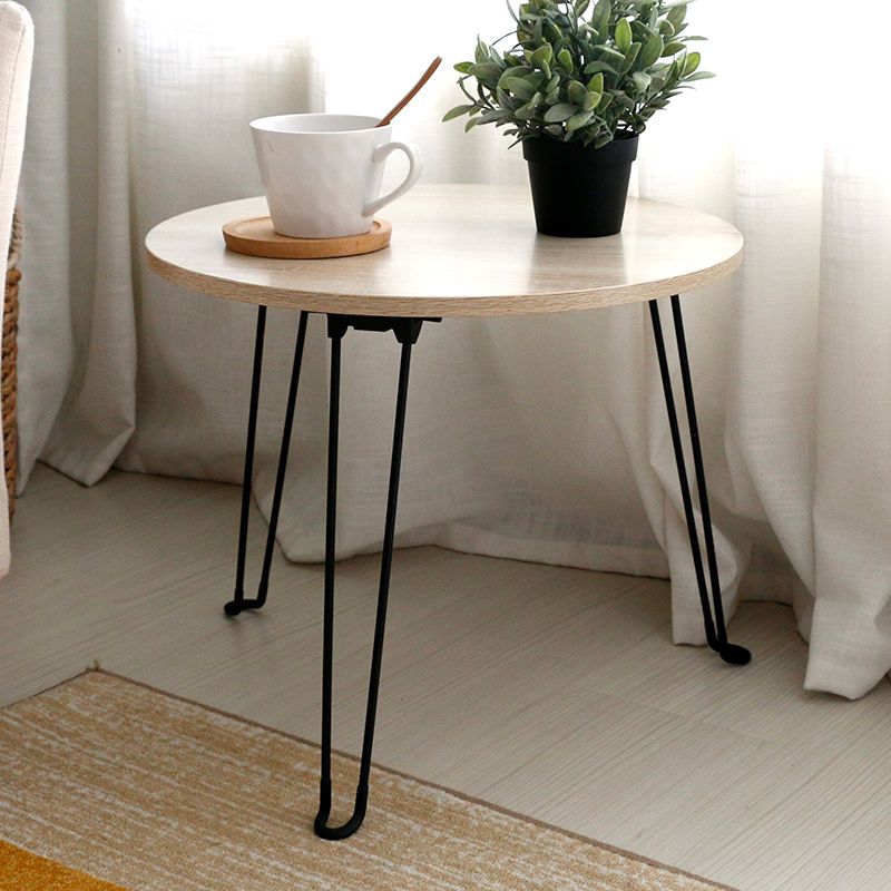 8.6"/12.9"/16.5" Tall Modern 3 Leg Ironcraft Wood Round Top Coffee Table Clearhalo 'Coffee & Accent Tables' 'Coffee Tables' 'coffee_tables' 'furn' 'furn_coffee_tables' 'Furniture' 'furniture_coffee_tables' 'Living Room Furniture' 1200x1200_9dc05506-4b1d-4bae-a7c2-a8e8547d762e