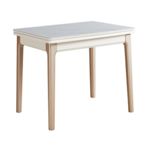 Table à manger évolutive en pierre moderne, pieds en bois pour salle à manger