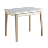 Table à manger évolutive en pierre moderne, pieds en bois pour salle à manger