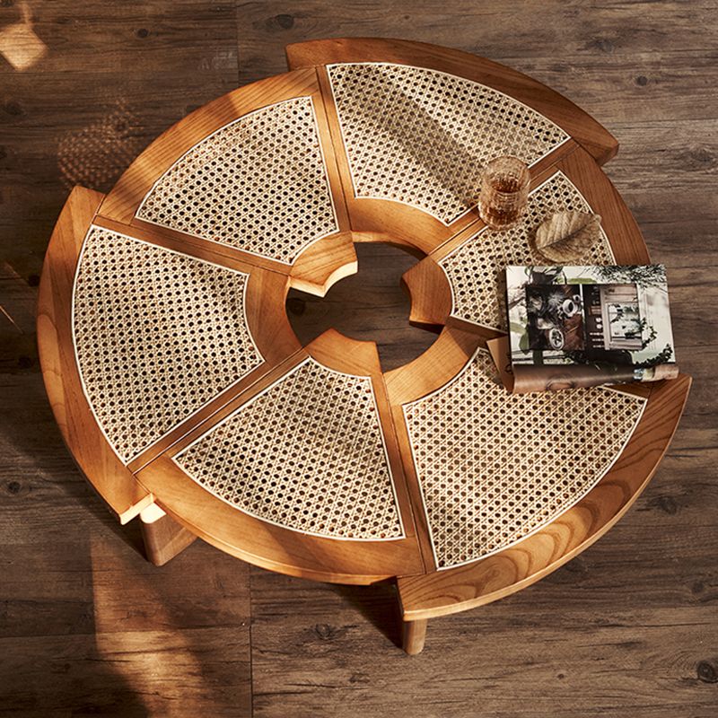 12,9 "H moderno a 6 gambe in legno Rattan Tavolino rotondo per appartamento