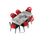 Contemporary Stone Rectangular Dining Table with 4 Steel Foot Clearhalo 'Dining Tables & Seating' 'Dining Tables' 'dining_table' 'furn' 'furn_dining_table' 'Furniture' 'Kitchen & Dining Furniture' 1200x1200_9dc98691-74b1-4c7b-b2fa-9c195de4b5ff