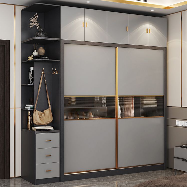 Gabinetto del guardaroba grigio con cassetto moderno armadio armadio per casa