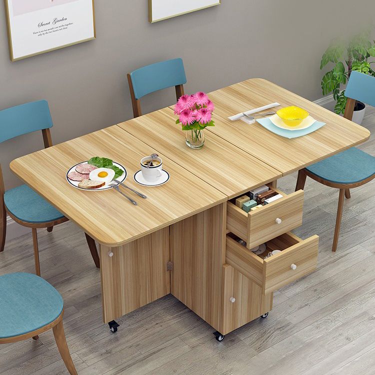 Wood Mid-Century Modern Table Pedestal Dining Table with Drop Leaf Clearhalo ' dining_table' 'Dining Tables & Seating' 'Dining Tables' 'Furniture' 'furniture_dining_table' 'Kitchen & Dining Furniture' 'kitchen&dining_furn' 'kitchen' 'kitchen_dining_table' 1200x1200_9dca1f49-e6cf-4ca7-b39e-d2704a59e007