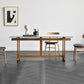 Clear Modern Rectangle Glass Dining Table with Solid Wood Trestle Base