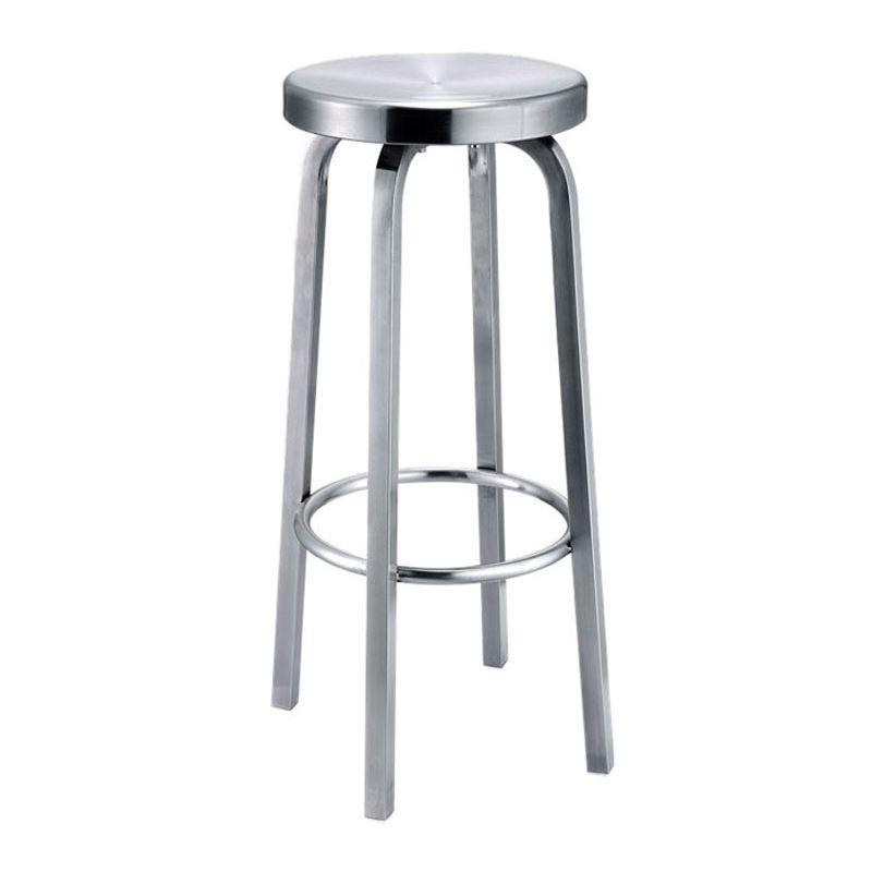 Silver Industrial 29.5" H Barstool Glossy Stainless Steel Brushed Tall Stool 1 Piece Clearhalo 'Bar Furniture' 'Bar Stools' 'bar_stools' 'furn' 'furn_bar_stools' 'furniture_bar_stools' 'Kitchen & Dining Furniture' 'kitchen&dining_furn' 'kitchen' 'kitchen_furn' Furniture' 1200x1200_9dcbb8d4-fc6a-45aa-a960-a04d9f95a785