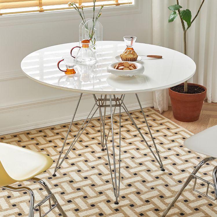 Modern Style Dining Table Round Dining Table with Metal Base for Home Use Clearhalo ' dining_table' 'Dining Tables & Seating' 'Dining Tables' 'Furniture' 'furniture_dining_table' 'Kitchen & Dining Furniture' 'kitchen&dining_furn' 'kitchen' 'kitchen_dining_table' 1200x1200_9dcd4f73-83bf-4481-a5a7-467a79b7fbfa