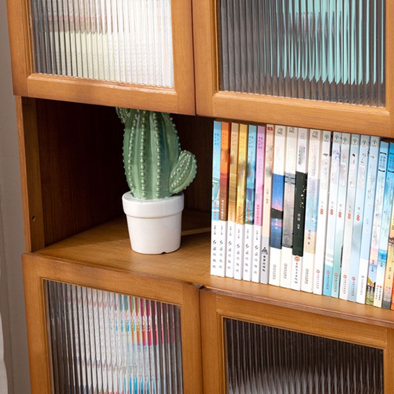 Bibliothèque acrylique de bibliothèque en bambou à dos fermé contemporain avec armoires