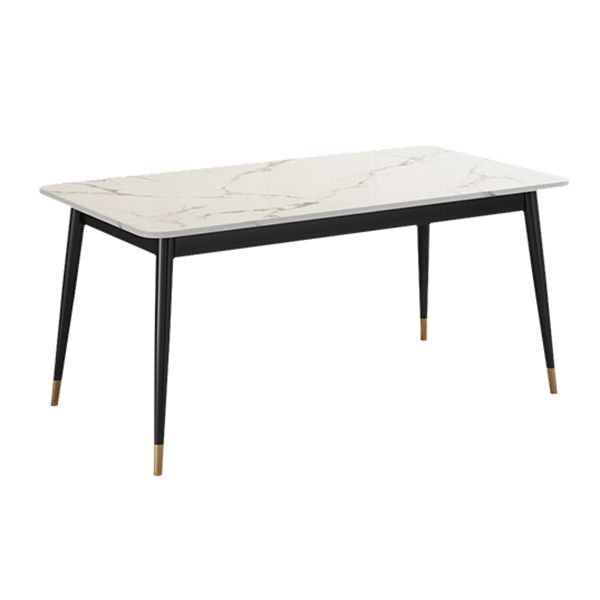 Modern Style Sintered Stone Dining Table White Rectangle Table with Metal Base for Home Use Clearhalo ' dining_table' 'Dining Tables & Seating' 'Dining Tables' 'furn' 'furn_dining_table' 'Furniture' 'furniture_dining_table' 'Kitchen & Dining Furniture' 'kitchen&dining_furn' 'kitchen' 'kitchen_dining_table' 1200x1200_9dceaa4e-c868-4ef6-93ac-45ebaff1dba0