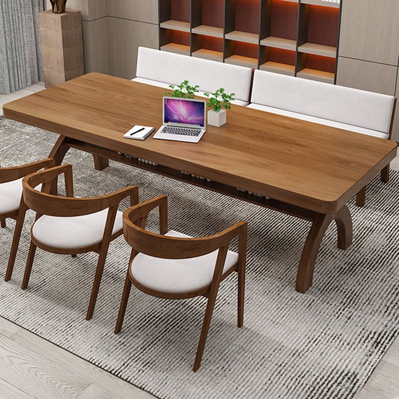 Massief hout gebogen rechthoekbureau 1 plank 29.53 "hoge bureau