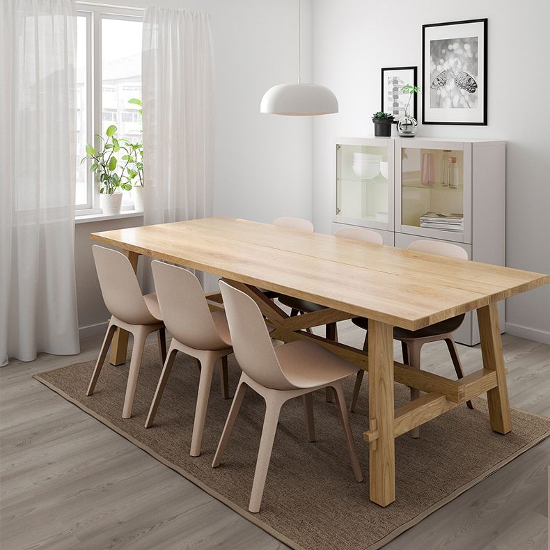 Simple Solid Wood Rectangle Shape Dining Table Khaki Standard Dining Table with Trestle Base Clearhalo ' dining_table' 'Dining Tables & Seating' 'Dining Tables' 'furn' 'furn_dining_table' 'Furniture' 'furniture_dining_table' 'Kitchen & Dining Furniture' 'kitchen&dining_furn' 'kitchen' 'kitchen_dining_table' 1200x1200_9dd0e3d9-be30-49ac-ad92-735f1207d706