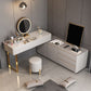 Vanity per trucco a specchio in ardesia glam impostato in grigio con 5 cassetti