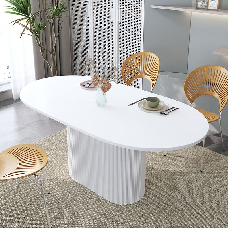 Oval Shape White Tone Table Simplicity Pedestal Table for Dining Room Clearhalo ' dining_table' 'Dining Tables & Seating' 'Dining Tables' 'furn' 'furn_dining_table' 'Furniture' 'furniture_dining_table' 'Kitchen & Dining Furniture' 'kitchen&dining_furn' 'kitchen' 'kitchen_dining_table' 1200x1200_9dd2dca4-c720-4b21-84c7-8564e1b8d30e