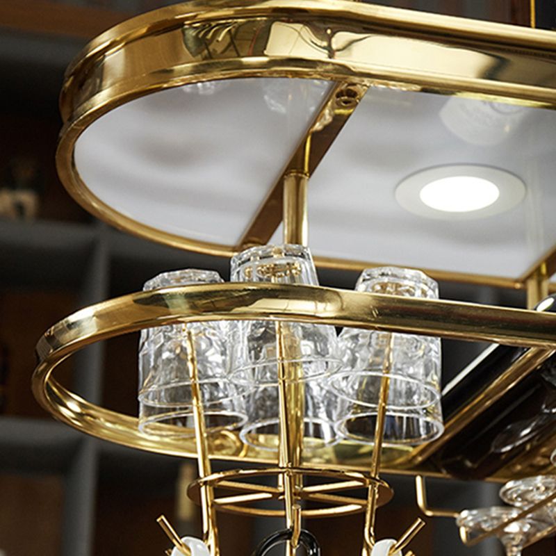 Stainless Steel Wine Rack Modern Style Hanging Wine Rack Holder in Gold