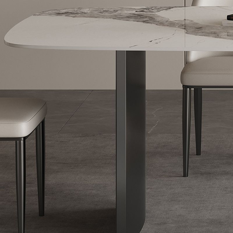 Juego de mesa de comedor moderna blanca brillante 1/4/5/6 PCS Juego de comedor con sillas de cuero falso