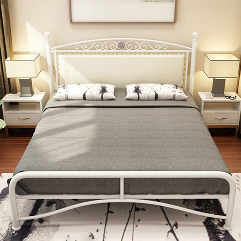 Modern Iron Arched Bed Upholstered Headboard Bed with Metal Legs