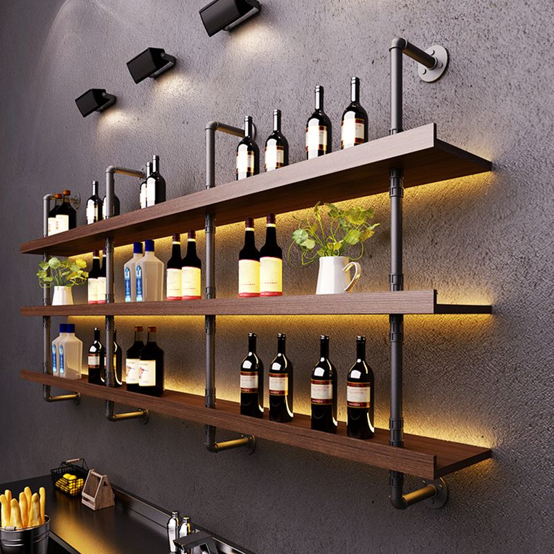 Wood and Metal Wine Rack Modern Style Wall Mounted Wine Bottle Rack with Shelf Clearhalo 'furn' 'furn_wine_racks' 'Furniture' 'Kitchen & Dining Furniture' 'Wine Racks' 'wine_racks' 1200x1200_9dd8a199-bd98-4c79-9a16-a637acfc9045