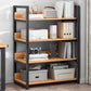 Contemporary Steel Frame Bookcase Wood Open Back Bookcase for Home Office