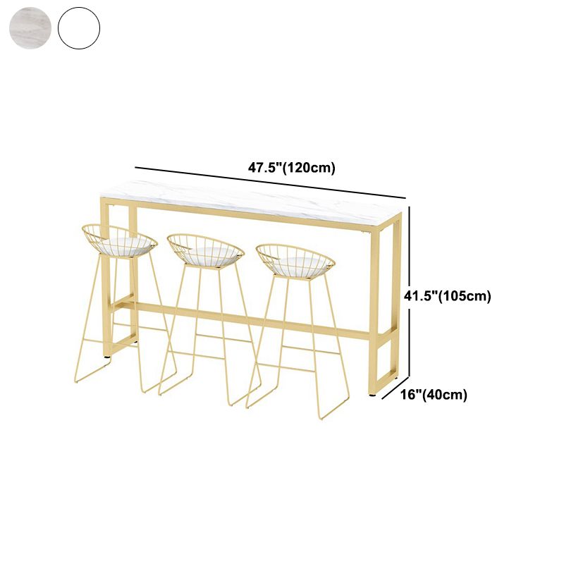 Tavolo da barra rettangolo in stile glam tavolo da pranzo a barre da barino bianco