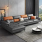 137.8" W x 70.87" D x 35.43" H Faux Leather Sofa & Chaise Modern Sewn Pillow Back Sofa Clearhalo 'furn' 'furn_sectionals' 'Furniture' 'Living Room Furniture' 'Sectionals' 1200x1200_9ddb58ab-9a9f-45fa-9b85-913a05f40d01