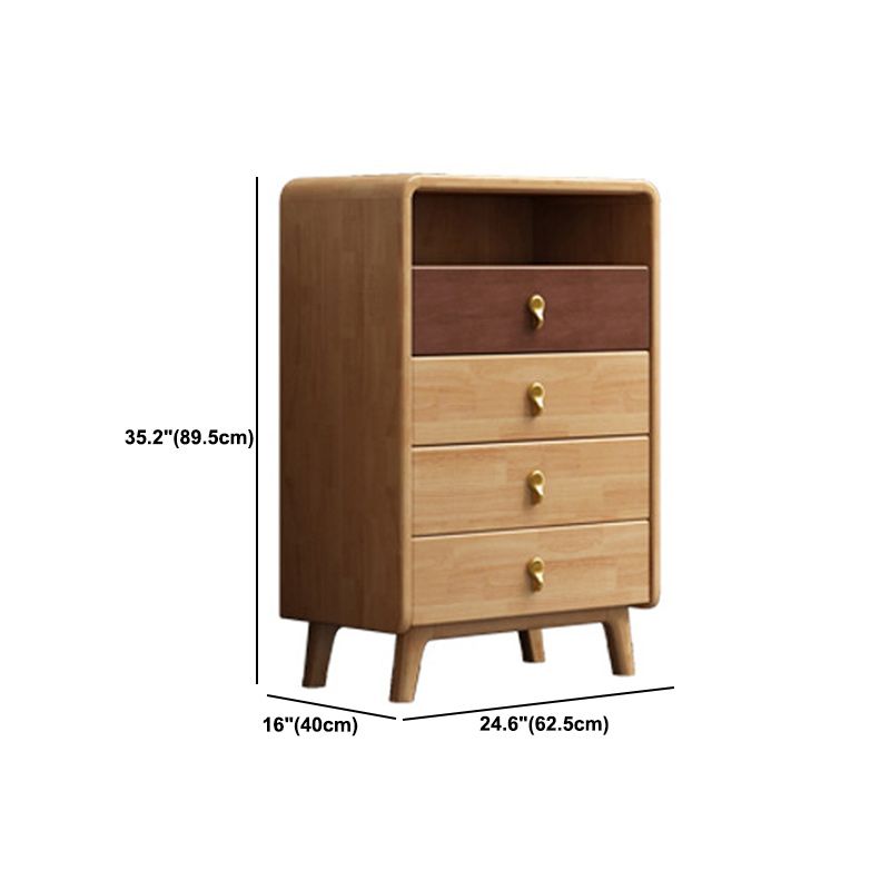 Hedendaagse natuurlijke accentkist met 4 houten benen en laden