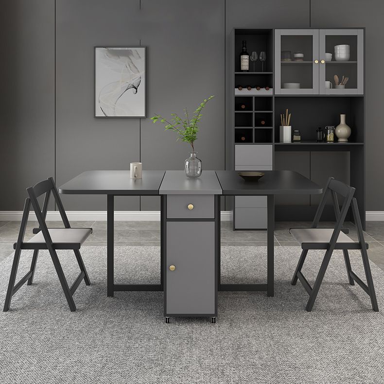 Mid-Century Modern Rectangle Dining Table Drop-Leaf Table with Solid Wood Base,59"L x 29.1"H Clearhalo ' dining_table' 'Dining Tables & Seating' 'Dining Tables' 'furn' 'furn_dining_table' 'Furniture' 'furniture_dining_table' 'Kitchen & Dining Furniture' 'kitchen&dining_furn' 'kitchen' 'kitchen_dining_table' 1200x1200_9ddc0af7-65da-44e8-981d-f91c1179fcfe