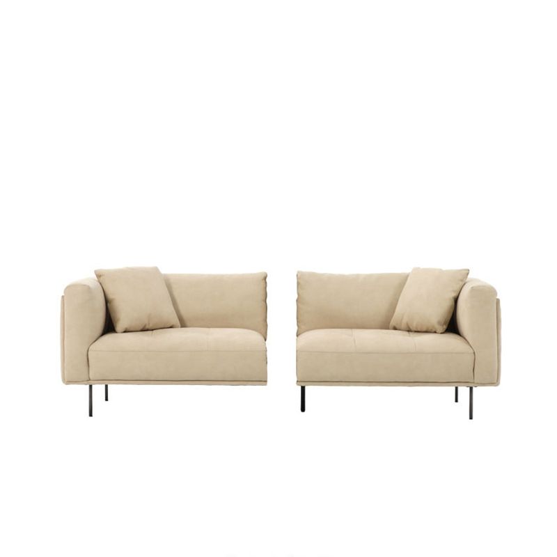 Modern Style Solid Wood Base Namib & Velvet White Rectangular Sofa Clearhalo 'furn' 'furn_sofas' 'Furniture' 'furniture_sofas' 'kitchen' 'kitchen_sofas' 'Living Room Furniture' 'Sofa' 'sofas' 1200x1200_9ddcb9aa-260f-4ed0-b923-5df4ff3d9541