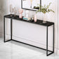 Scratch Resistant Marble Top Console Table with Black Steel Trestle Base Clearhalo 'Console Tables' 'console_tables' 'Entry & Mudroom Furniture' 'furn' 'furn_console_tables' 'Furniture' 1200x1200_9ddd689c-e4e3-4d4f-ab75-1bf5d28f6560