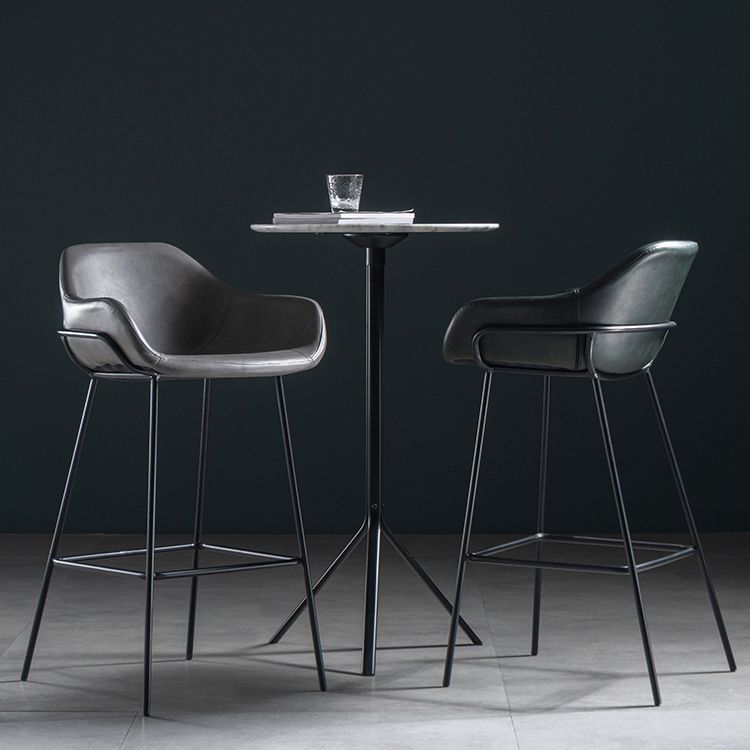 Industrial Iron Low Back Barstool Simple Indoor Tall Stool with Leather Seat Clearhalo 'Bar Furniture' 'Bar Stools' 'bar_stools' 'furn' 'furn_bar_stools' 'furniture_bar_stools' 'Kitchen & Dining Furniture' 'kitchen&dining_furn' 'kitchen' 'kitchen_furn' Furniture' 1200x1200_9dde4f41-572e-4594-bef3-bc323e67fda9