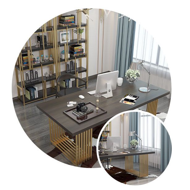 Scrivania per ufficio in legno in stile glam con gambe in metallo