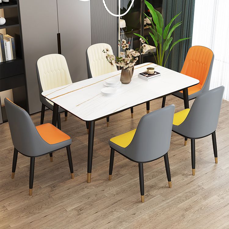 Contemporary Rectangle Dining Room Table Sintered Stone Table with 4 Black Legs Clearhalo ' dining_table' 'Dining Tables & Seating' 'Dining Tables' 'furn' 'furn_dining_table' 'Furniture' 'furniture_dining_table' 'Kitchen & Dining Furniture' 'kitchen&dining_furn' 'kitchen' 'kitchen_dining_table' 1200x1200_9ddf0346-06a5-4b0a-9edb-cd3e7d7a28db