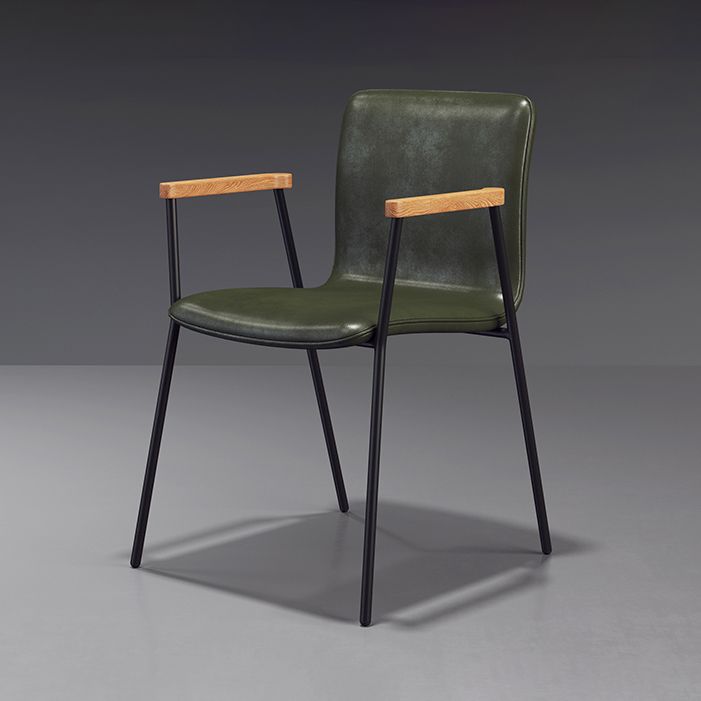 Scandinavian Design Solid Back Arm Side Chair Leather Dining Side Chair Clearhalo ' kitchen&dining_furn' 'Dining Chairs' 'Dining Tables & Seating' 'dining_chair' 'furn' 'furn_dining_chair' 'Furniture' 'furniture_dining_chair' 'Kitchen & Dining Furniture' 'kitchen' 1200x1200_9ddf91f0-6dfe-4eab-8ae9-f2f00dd86a41