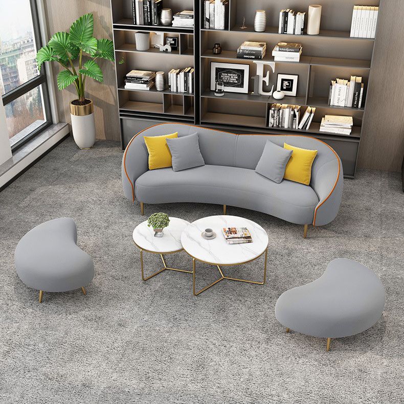 Divano moderno bianco/grigio con divano curvo con schienale stretto per appartamento