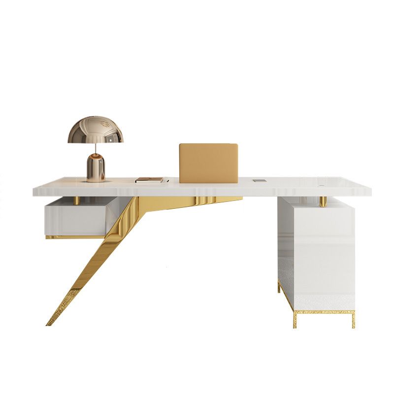 Bureau de bureau rectangulaire moderne bureau d'ordinateur en verre pour la maison