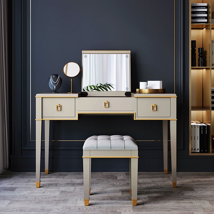 Solid Wood Make-up Vanity Mirrored Vanity Set with Padded Stool Clearhalo 'Bedroom Furniture' 'furn' 'furn_makeup_vanities' 'Furniture' 'Makeup Vanities' 'makeup_vanities' 1200x1200_9de0f98f-3b43-4210-ad67-7e57f045f3d5