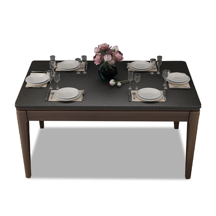 Rectangle Stone Top Dining Table Solid Wood 4 Legs Dining Table for Dining Room Clearhalo 'Dining Tables & Seating' 'Dining Tables' 'dining_table' 'furn' 'furn_dining_table' 'Furniture' 'Kitchen & Dining Furniture' 1200x1200_9de1782f-3c04-499c-92c5-04f1f71de31a