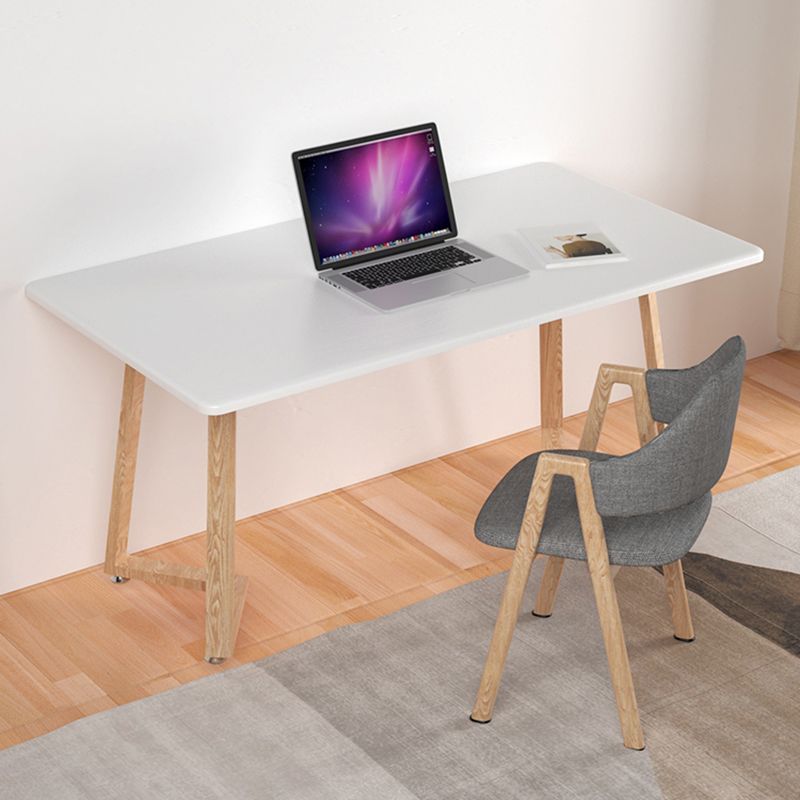 Contemporary Rectangular White and Walnut Wooden Dining Table with Double Pedestal Clearhalo 'Dining Tables & Seating' 'Dining Tables' 'dining_table' 'furn' 'furn_dining_table' 'Furniture' 'Kitchen & Dining Furniture' 1200x1200_9de211b4-06b4-45c1-a4b0-5a46d2986d41
