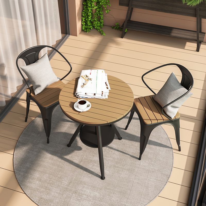 Moderne 1/2/3-delige eetset ronde houten eettafel voor balkon