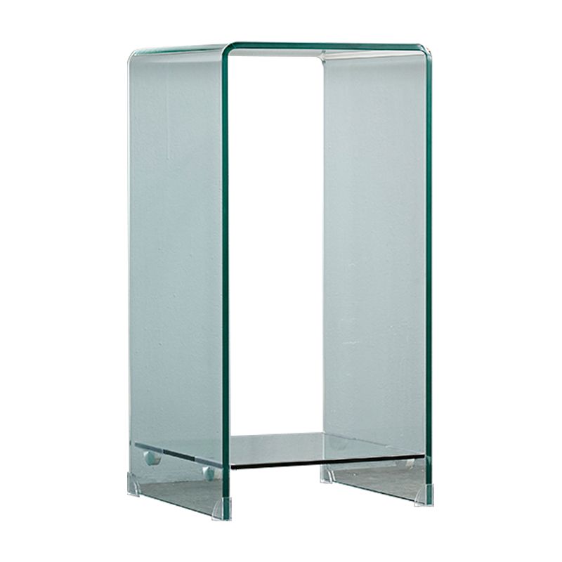 Modern Sled Corner Table Square Glass Side End Table for Living Room