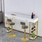 Stone Indoor Glam Bar Dining Table Gold Iron Double Pedestal Bistro Table with Drawer Clearhalo 'Bar Furniture' 'Bar Tables' 'bar_tables' 'furn' 'furn_bar_tables' 'Furniture' 'furniture_bar_tables' 'Kitchen & Dining Furniture' 'kitchen&dining_furn' 'kitchen' 1200x1200_9de90ac6-fc70-4a9e-bc34-682e6e00b0fb