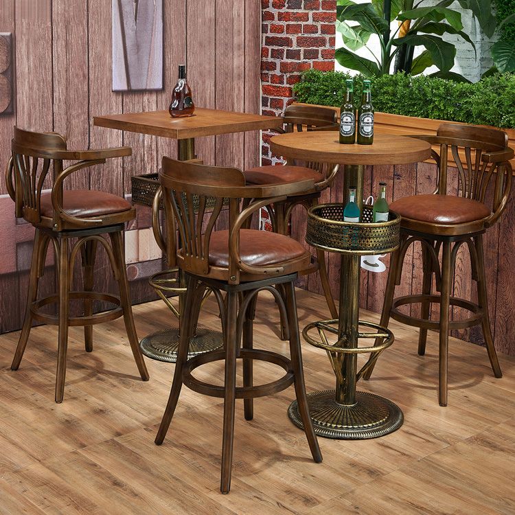 Industrial Solid Wood Bar Table Set 1/3/4/5 Pieces Counter Table with High Stools Clearhalo 'Bar Furniture' 'furn' 'furn_home_bar_bar_sets' 'Furniture' 'Home Bars & Bar Sets' 'home_bar_bar_sets' 'Kitchen & Dining Furniture' 1200x1200_9de90d07-5260-4c57-b51f-d793cf70228f