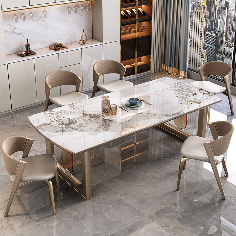 Sintered Stone Top Luxury Dining Table Rectangle Table with Gold Double Pedestal Clearhalo ' dining_table' 'Dining Tables & Seating' 'Dining Tables' 'furn' 'furn_dining_table' 'Furniture' 'furniture_dining_table' 'Kitchen & Dining Furniture' 'kitchen&dining_furn' 'kitchen' 'kitchen_dining_table' 1200x1200_9dea2310-8b82-4f63-90bd-d6f58e1f967a