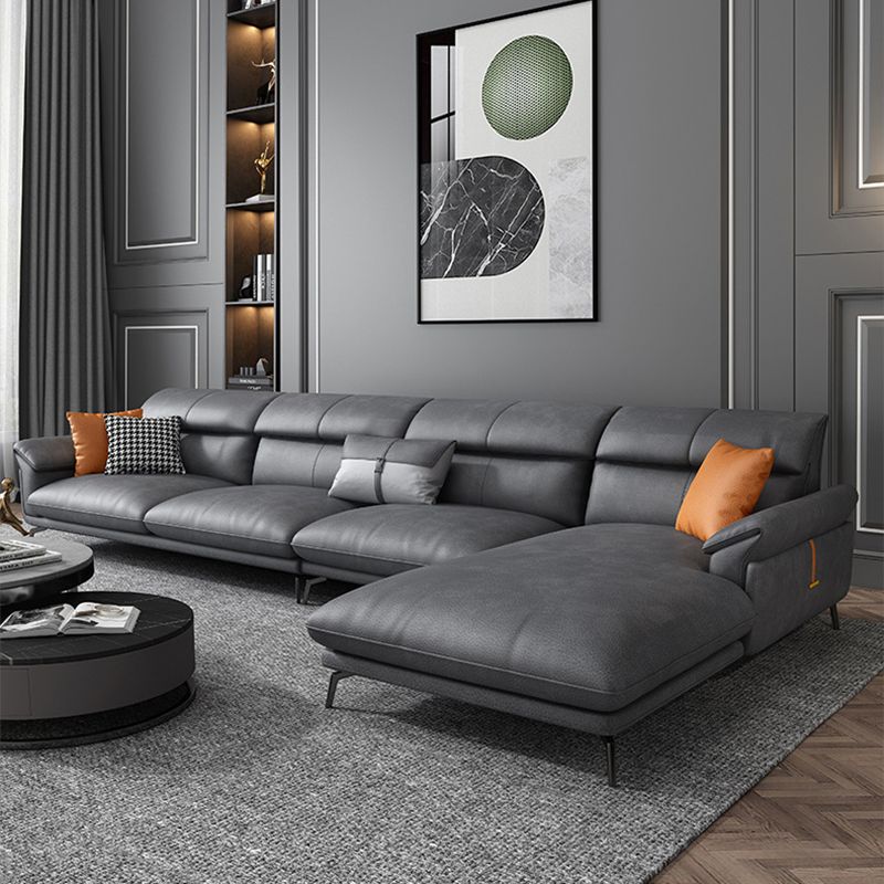 Modernismus Flared Arm Sectional 4-Sitzer Faux Lederabschnitt