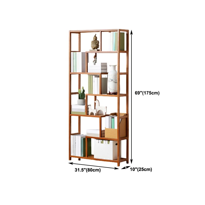 Etagere Bookcase Bamboo Brown Shelf Bookcase for Home Office
