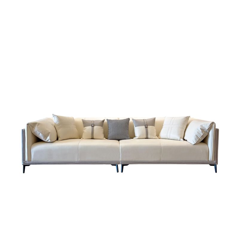 Modern Faux Leather Pillow Top Arm Sofa/Sectional Pillowed Back Cushions for Apartment Clearhalo 'furn' 'furn_sectionals' 'Furniture' 'furniture_sectionals' 'kitchen' 'kitchen_sectionals' 'Living Room Furniture' 'Sectionals' 1200x1200_9deb6f0c-e2bb-4d94-863f-873642b7d7c7