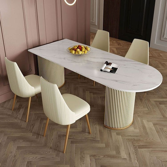 Traditional Luxury Dining Table White Top Specialty Dining Table for Home Clearhalo 'Dining Tables & Seating' 'Dining Tables' 'dining_table' 'furn' 'furn_dining_table' 'Furniture' 'Kitchen & Dining Furniture' 1200x1200_9debae07-f198-47f5-a349-a584fe91fcf6